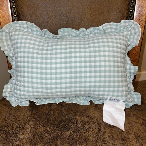 Stylehouse | βSpill The Teaββ Gingham Embroidered Pillow - Picture 5 of 6
